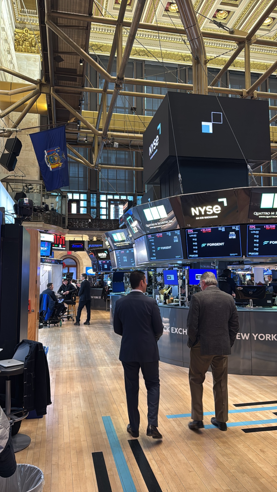 Walking through a trading post on the NYSE floor