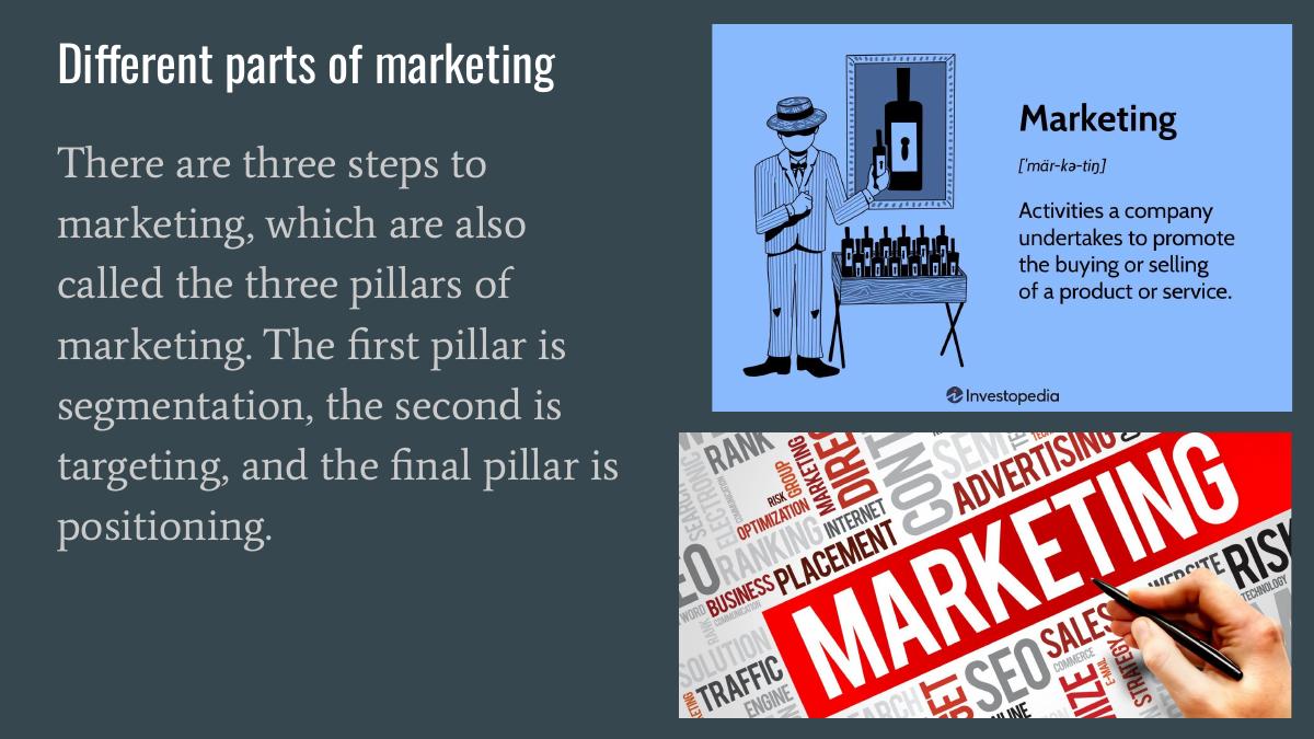 Marketing: The Three Pillars — Presentation — slide 2